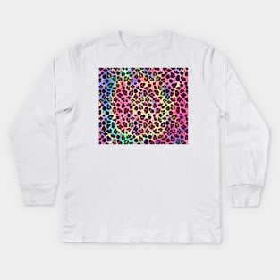 Rainbow Tie Dye Leopard Print Kids Long Sleeve T-Shirt
